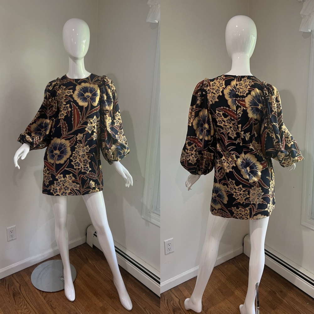 Ulla Johnson Floral Mini Dress - Navy and Gold - Picture 6 of 16